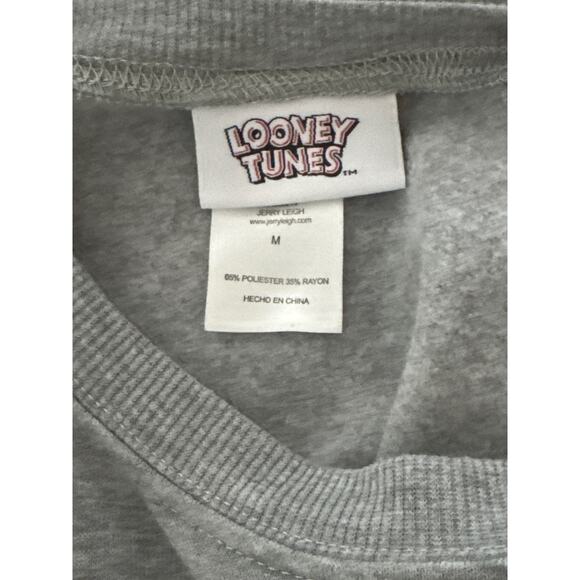Bugs Bunny Cropped Sweatshirt Womens Medium Soft Comfy Graphic Print Gray Grey - Picture 4 of 7